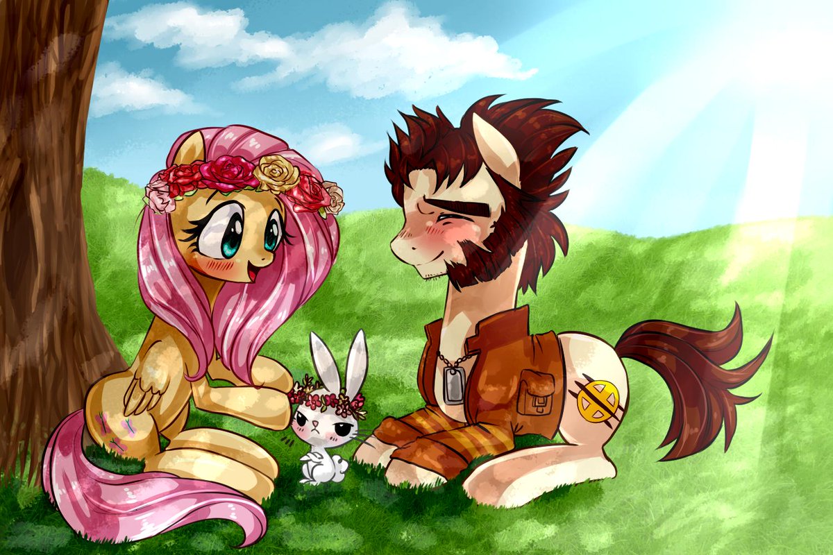 #fluttershy and #wolverine...honestly, i can see this. i mean, he is friends with ms marvel, so..
#brony #mlp #pony
