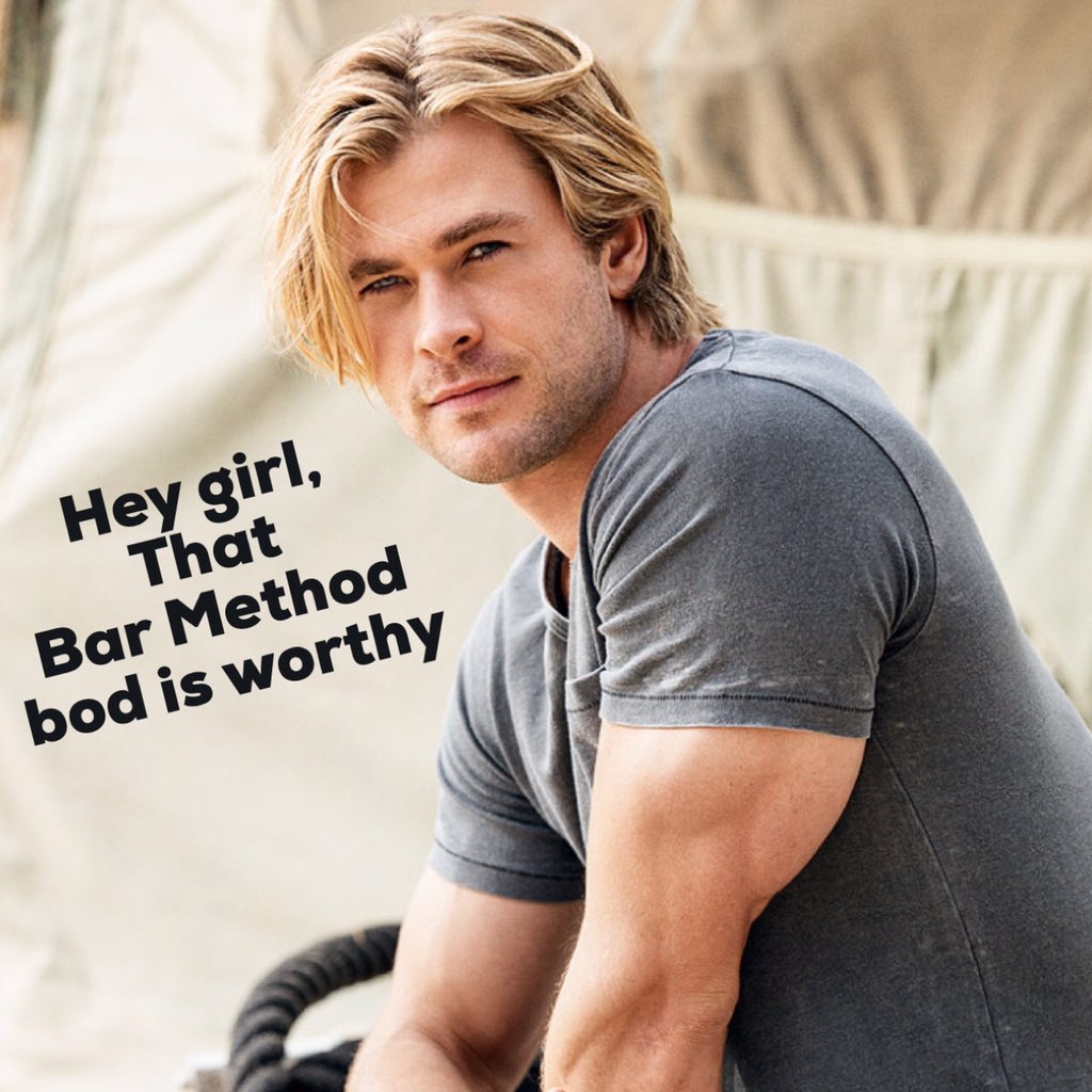 barmethodirvine's tweet photo. #Thor says you're worthy of the hammer #ChrisHemsworth #FunnyFriday #BarMethodIrvine #BarMethod https://t.co/Nu7HxLBffS