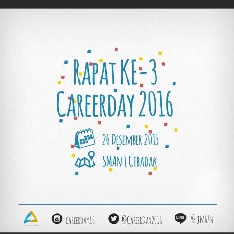untuk PANITIA CAREER DAY dateng ya di RAPAT CD tanggal 26 DESEMBER di SMANDAK . konfirmasi kehadiran ke kadivnya :)