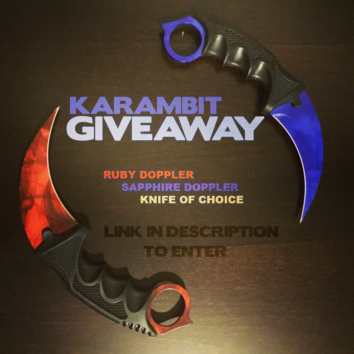 ElementalKnives's tweet image. Real Ruby and Sapphire Karambit Giveaway. elementalknives.com/giveaway to enter! #CSGOgiveaway #counterstrike #csgo
