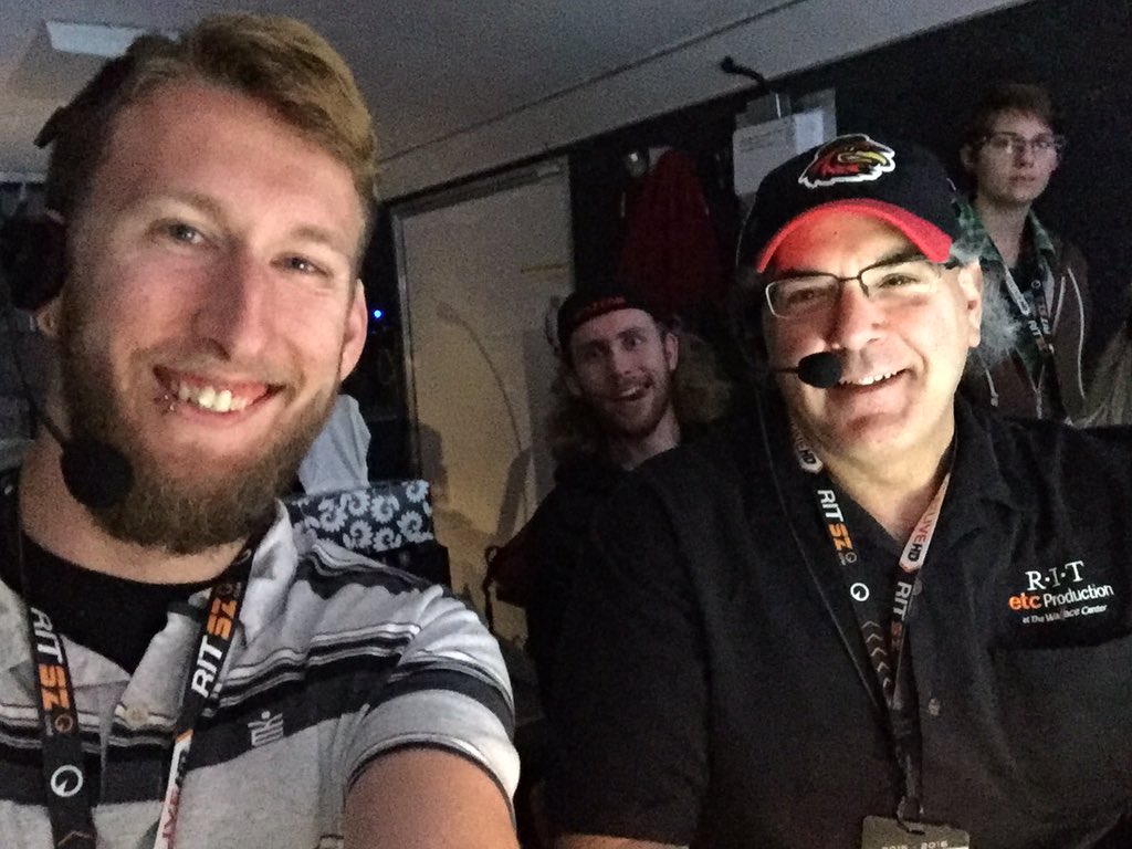 TopShelf585's tweet photo. Pat inside the @RIT_SportsZone truck with producer Mark...and Wes with the #photobomb. #Rita's https://t.co/TYwBPRVc3E