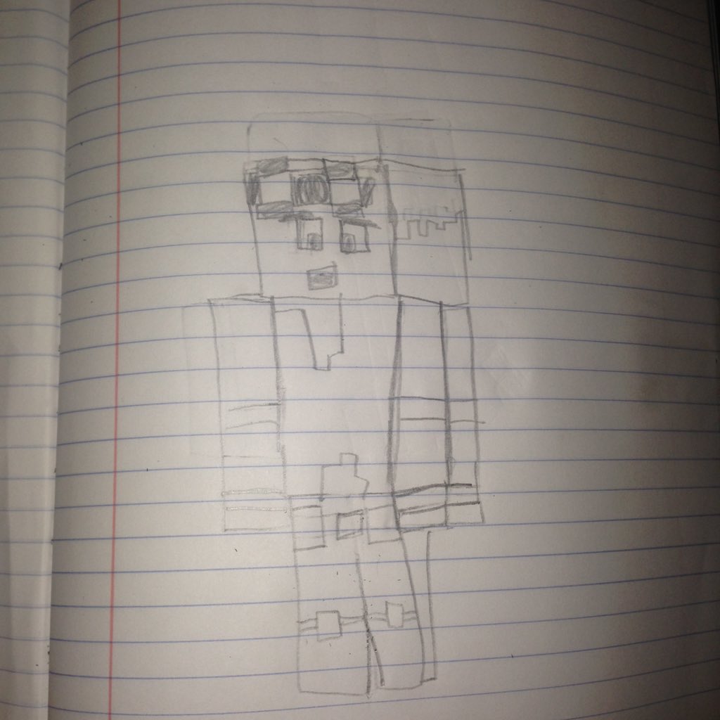 PF_Scissorhands's tweet photo. My 7 year old son drew a picture of @DiamondMinecart he has watched all his videos! #minecraftobsessed https://t.co/oLXbv77ZEu