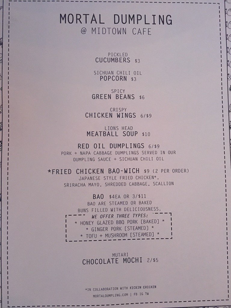 mortaldumpling's tweet photo. Come eat with us at Midtown tonight til 9pm! #kickinchickencollab #dumplingsfordayz https://t.co/uM6eaUeROc