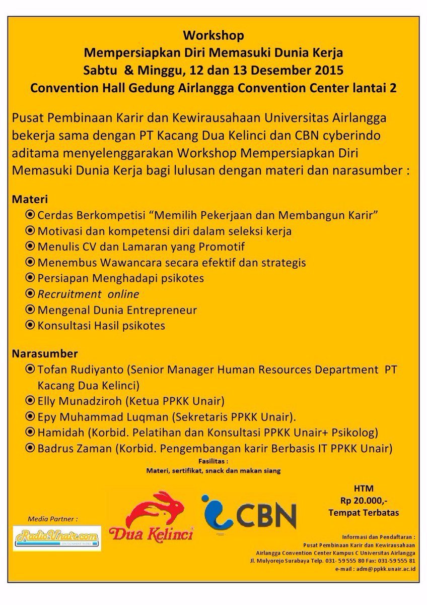 CBNEduProgram's tweet photo. Hari ini @CBNinternet mengisi Workshop Pelatihan Karir di PPKK @Univ_Airlangga @hai_unair @ppkk_unair https://t.co/Ei356H3TQE