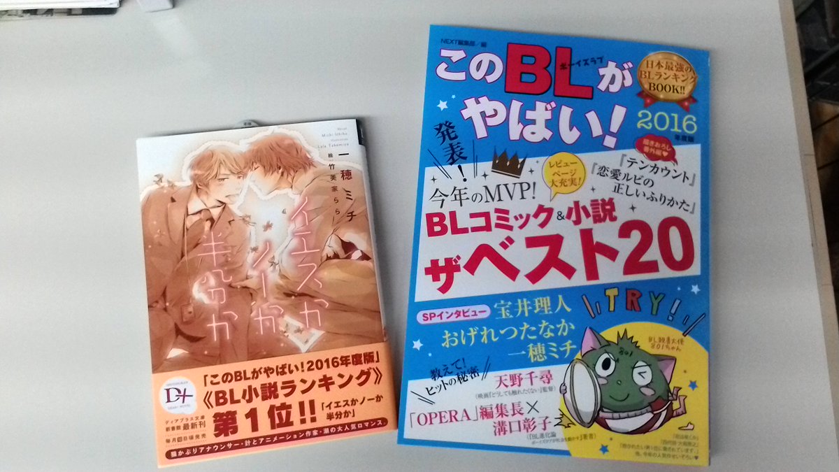 小説ディアプラス編集部 V Twitter 本日発売の このblがやばい にて 一穂ミチ先生の イエスかノーか半分か が第1位をいただきました ありがとうございます 中には一穂先生のインタビューも掲載 1位帯つきで文庫の重版も刷り上りました T Co
