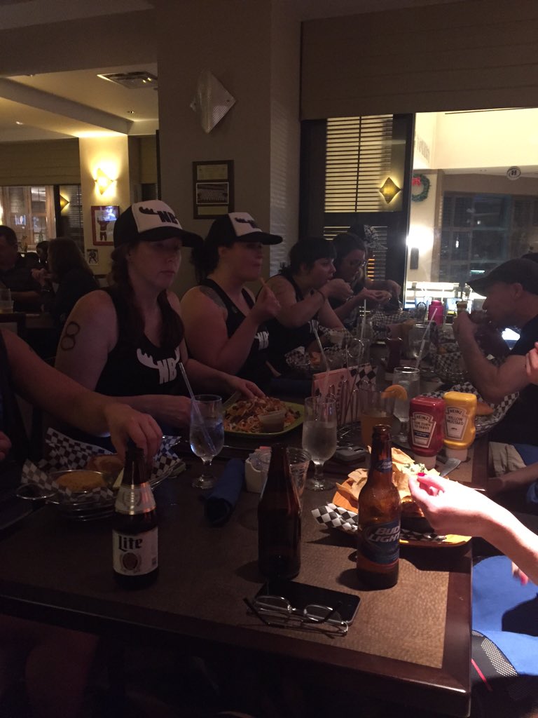 PBShockers's tweet photo. #teamnb rocking dinner @NBRollerDerby https://t.co/ZlS2fjnrAf