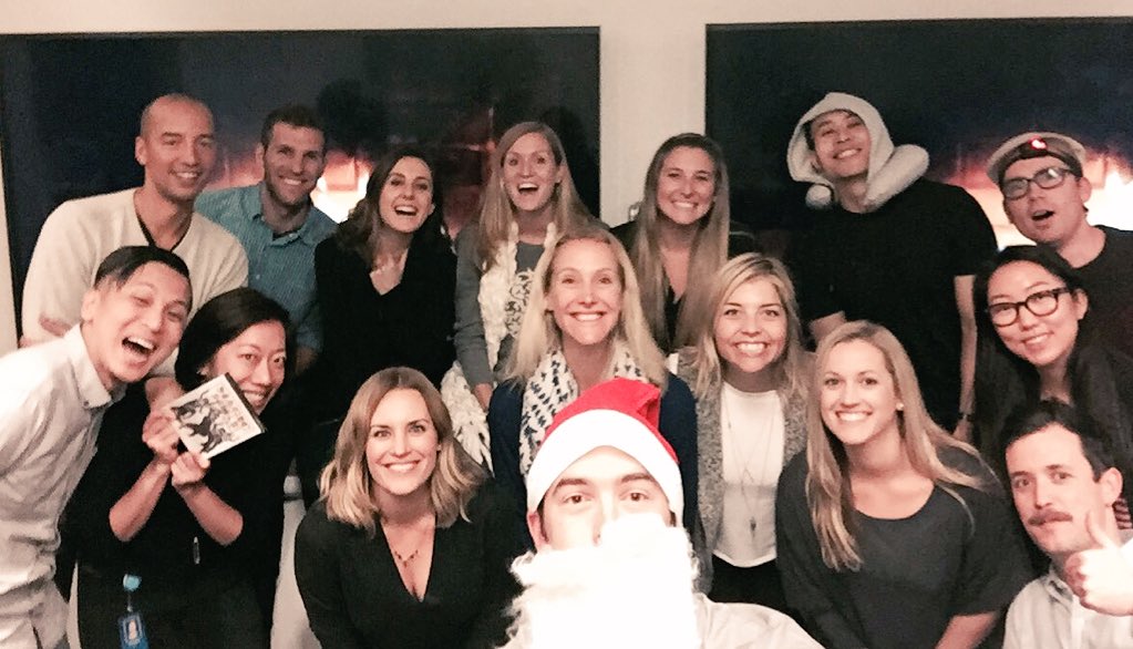 MissInterested's tweet photo. Super Team #BSW w/Santa @robdehuff celebrating the holidays together. #WhiteElephant trends: Nerf guns &amp; BlueBottle https://t.co/ZUdbKUXIOU