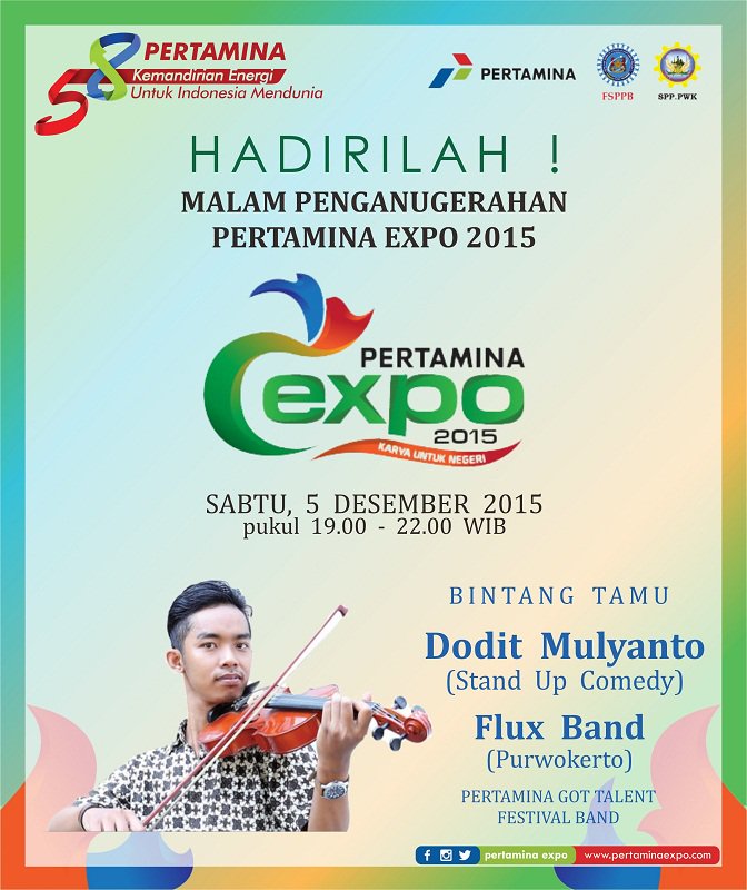 Hey kamu!iya,kammuu,.dtg ya ke mlm penganugrahan Pertamina Expo 2015 dimeriahkan oleh <a href="/Dodit_Mulyanto/">Dodit Mulyanto</a>, jgn lupa gaes