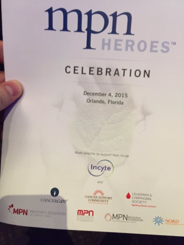 At the #MPNHeroes event in Orlando - a big thanks to the organizations that made this possible