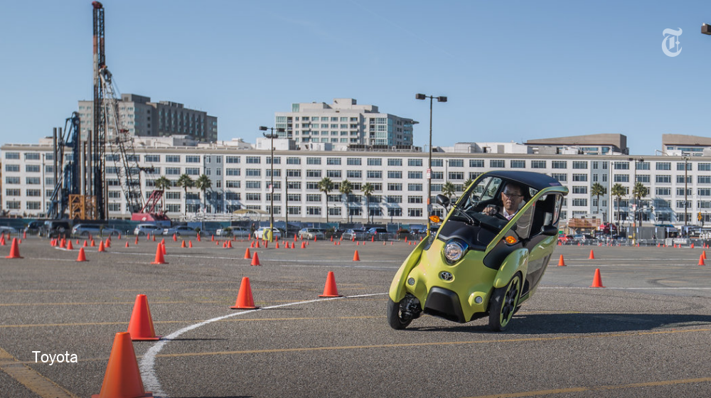 nytimesbusiness's tweet photo. Toyota is asking for ideas about how to use a pint-size, 3-wheeled electric vehicle https://t.co/5oOaqneKP5 https://t.co/ECpvr3ds0N