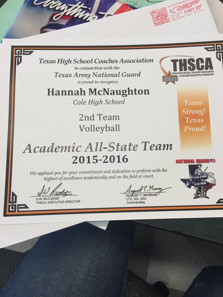 ColeCougarsVB's tweet photo. Congrats Hannah for representing our school so well! @hannahavery_ https://t.co/vKg5VWky09