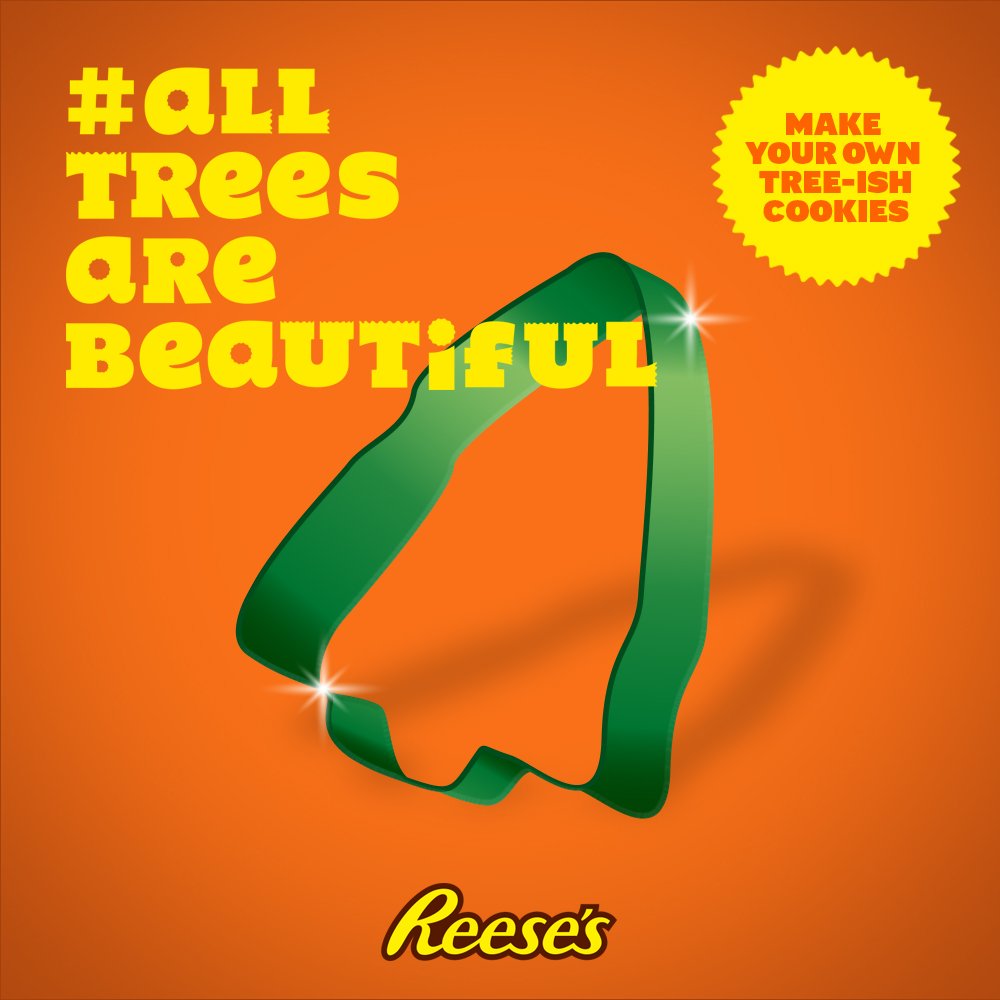 reeses's tweet photo. REESE'S Trees break the mold. #AllTreesAreBeautiful #NationalCookieDay https://t.co/p7tqL4xnoK