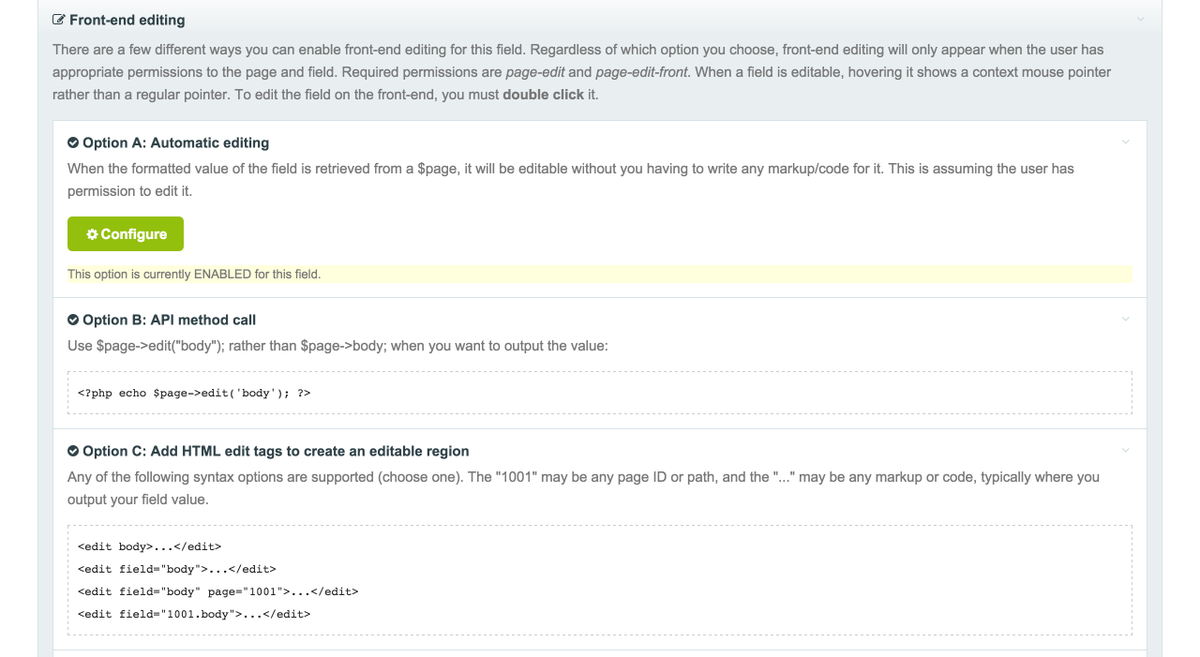 madebymattan's tweet image. Native front end editing is here! #ProcessWire #PHP #CMS #webdev