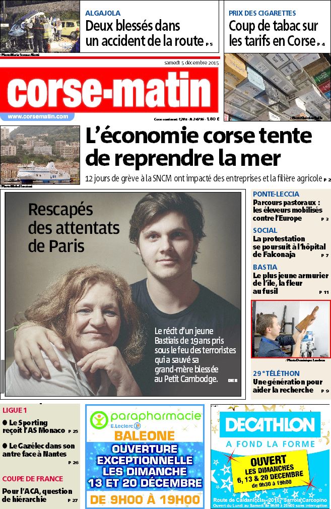 Corse_Matin's tweet photo. A la #Une de @Corse_Matin du samedi 5 décembre #presse #corse
https://t.co/4yN9WAeJJf https://t.co/T0DnVLblYd
