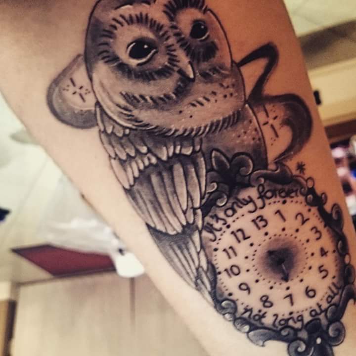 Barn owl by Jen Godfrey TattooNOW