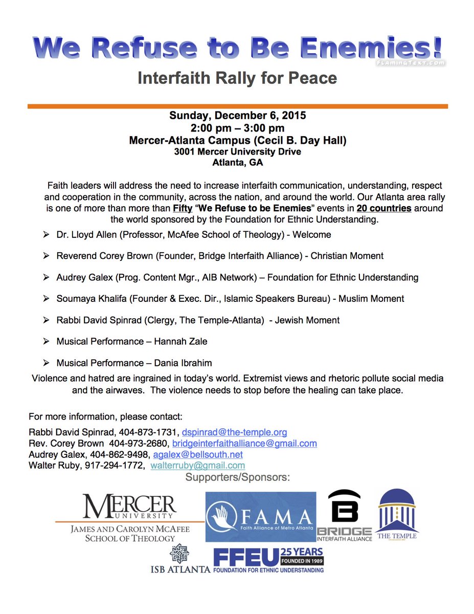 FFEUnyc's tweet image. Details of Atlanta #Tw15nning Event on December 6.! #WeRefuseToBeEnemies