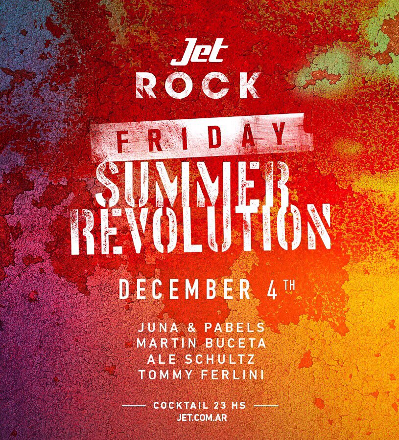 JET ROCK " SUMMER REVOLUTION "
Sound: Juna &amp; Pabels + Martin Buceta + Ale schultz + Tommy Ferlini
#jetrock #jetba