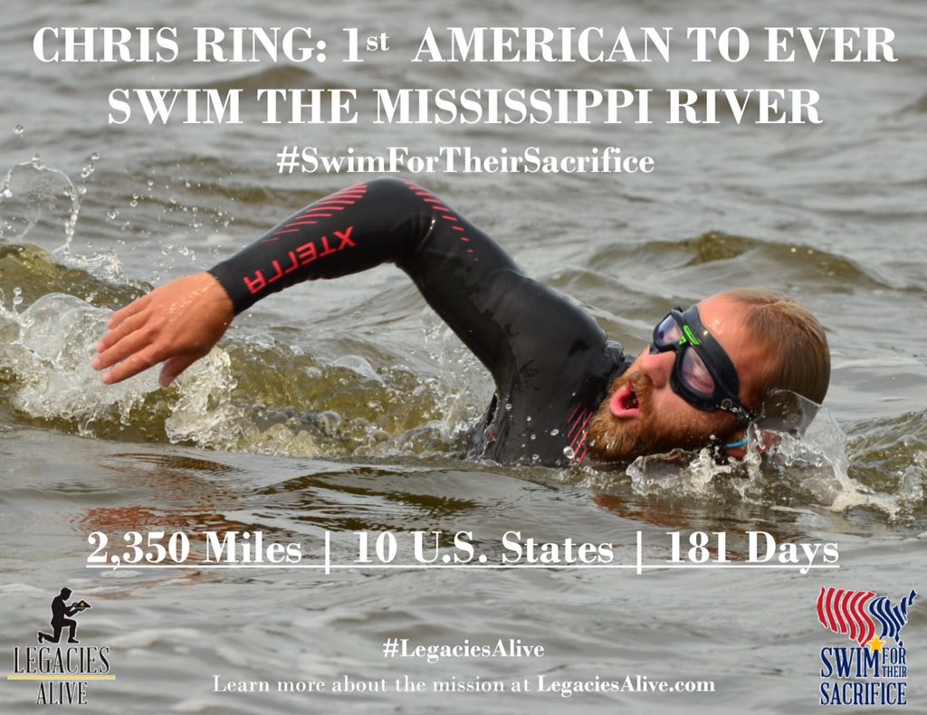 LegaciesAlive's tweet photo. HE DID IT! Chris - 1ST AMERICAN 2 EVER #SWIM THE #MISSISSIPPI 2,350 Miles | 10 US States | 181 Days #LegaciesAlive https://t.co/UOkEYSghgb