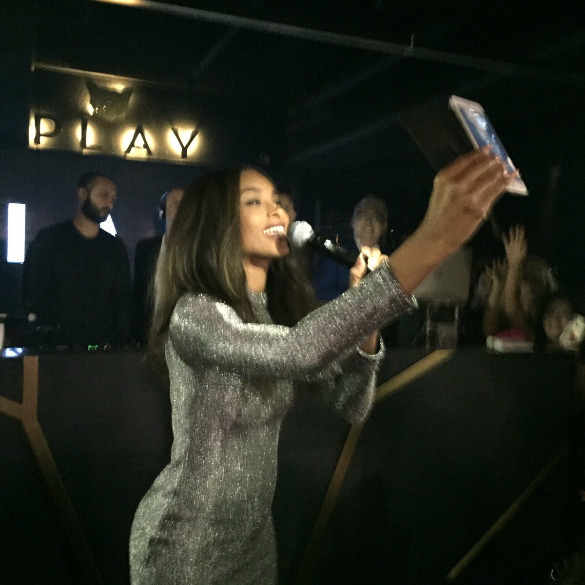 soyjournal's tweet image. Even Ciara can’t resist a cheeky selfie. Congrats Play on your grand reopening, now let’s go hard this weekend.