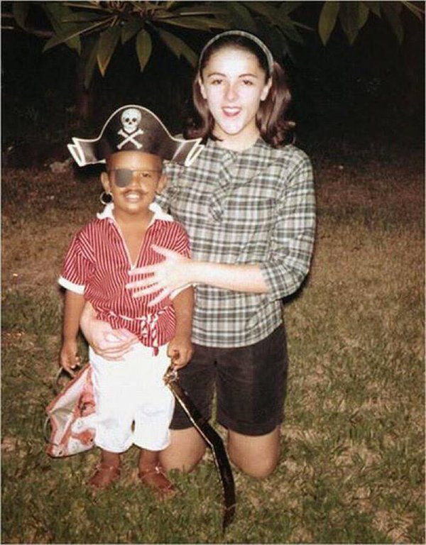 A childhood photo of Barack Obama with his late mother Ann Dunham in