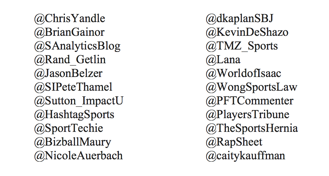 markjburns88's tweet image. #SportsBiz 'Must Follows' for @SportsMoneyBlog + #SportsMoney50 (Round 2)