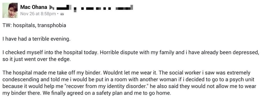 Jordyn_FTM's tweet photo. #transhealthfail Another one lost who was failed!! Pass it on. Knowledge is power. Shame on this social worker! https://t.co/r3ClMqjao8