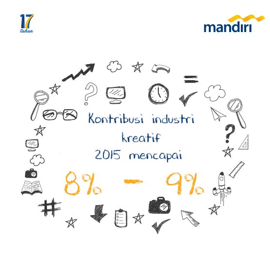 wrausahamandiri's tweet photo. Dari @liputan6dotcom, thn 2015 kontribusi industri kreatif thd PDB diperkirakan mencapai 8-9%. #IndonesiaMandiri https://t.co/Wa56eRjfox