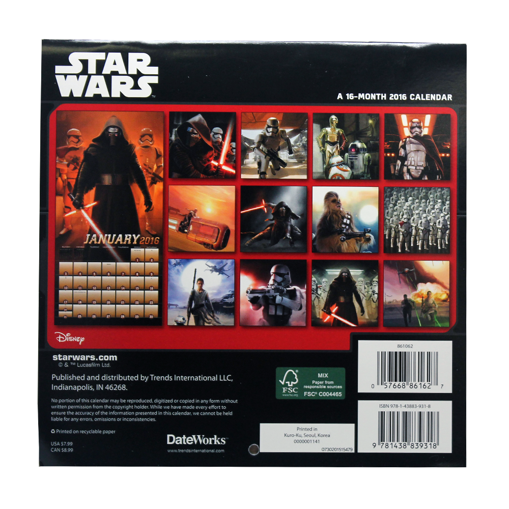shirtradical's tweet photo. 16-month Star Wars The Force Awakens calendar, only 382 left for $1 !!! buy here https://t.co/c8fWV1CCET

#StarWars https://t.co/1vN7BXKIin