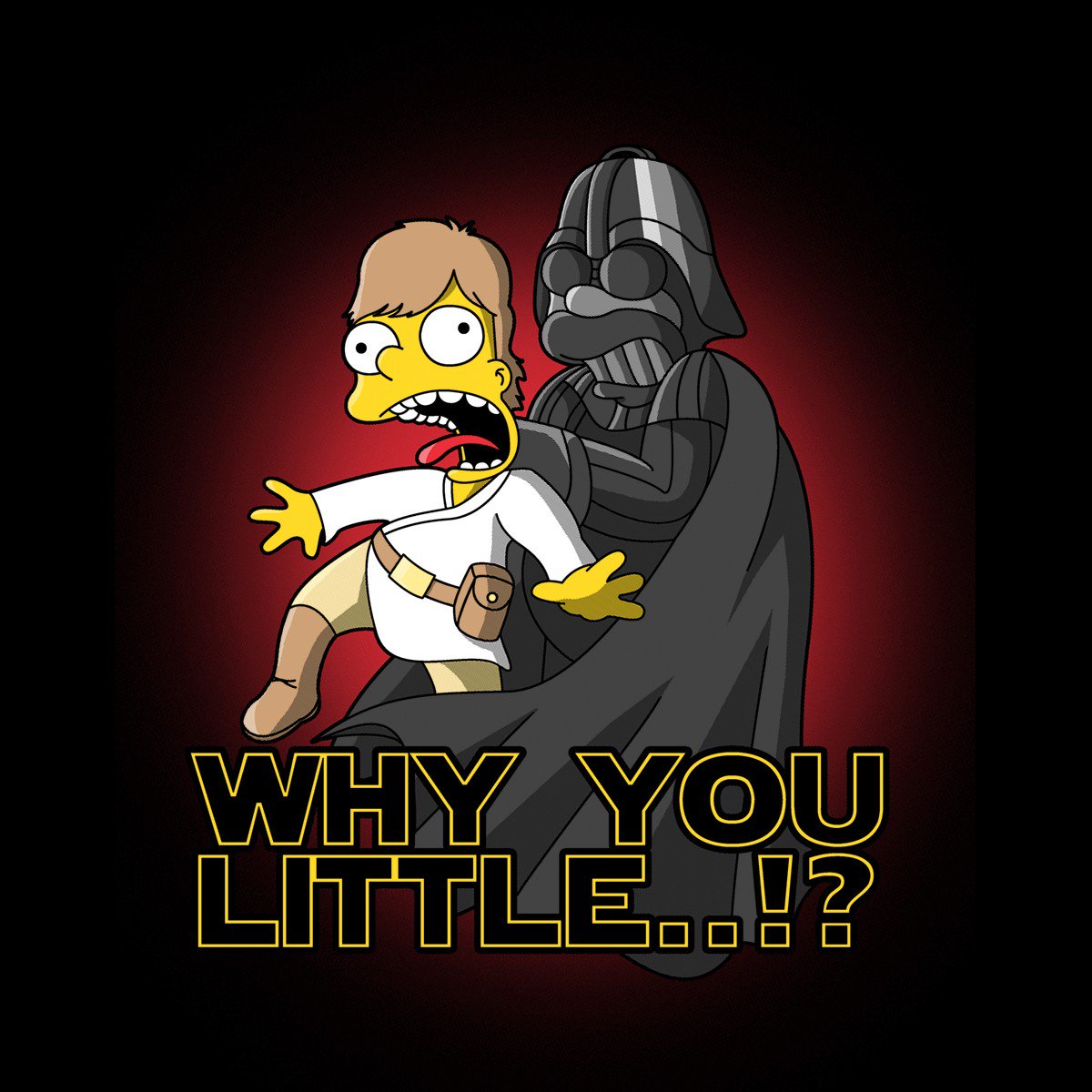 shirtradical's tweet photo. Why You Little by #nemimakeit 4 only $10 @ https://t.co/VzgeoJ5MqZ 2H left to buy this #TheSimpsons x #StarWaes mash https://t.co/LBZGRfXqJh