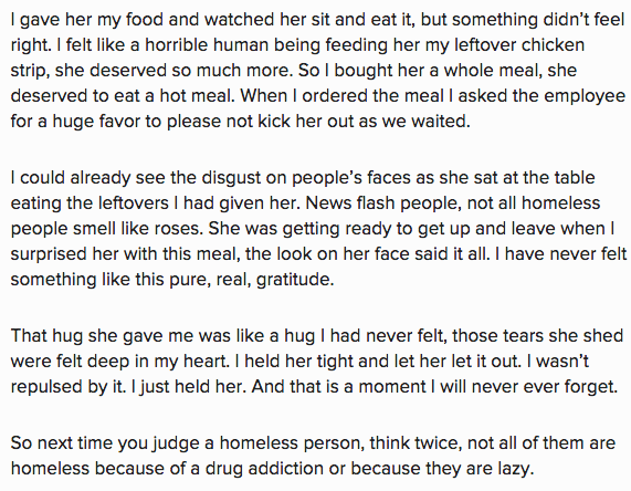 This heartwarming photo captured the moment a woman bought food for a homeless stranger bzfd.it/1QluCXa