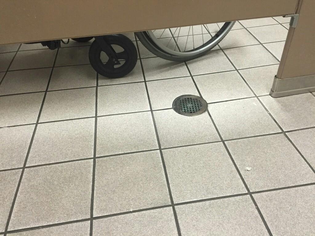 TroyHalliwell's tweet photo. My greatest fear when using the handicap stall https://t.co/GLI6PUkhCx