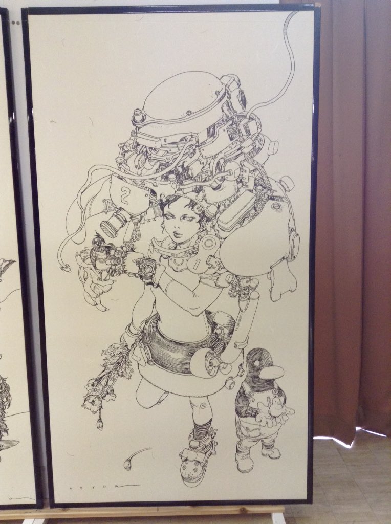特に公開制作で描かれたこの3点、下書きも無く1枚1日で描かれたとの事。もう凄すぎてずーっと目の前で舐めるように見てました。 