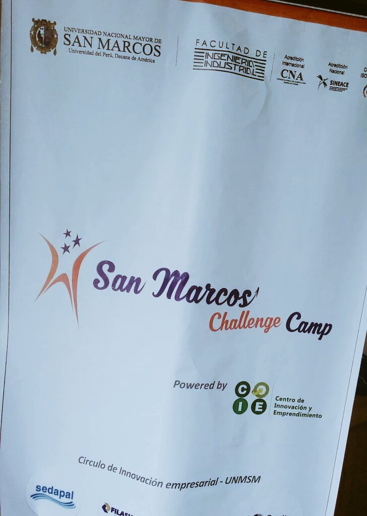 1551in's tweet photo. [InnovaciónAbierta] Día1 #SanMarcosChallenge Camp mñn Premio $1000 @Sedapal #cogorno #filasur @alvaroEC @equipu https://t.co/pQgDSk11pa