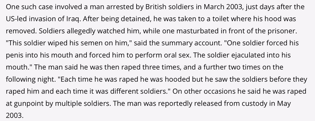 crimesofbrits's tweet photo. One of the many disturbing accounts of British soldiers abusing civilians in Iraq. https://t.co/74WOFIAjvf