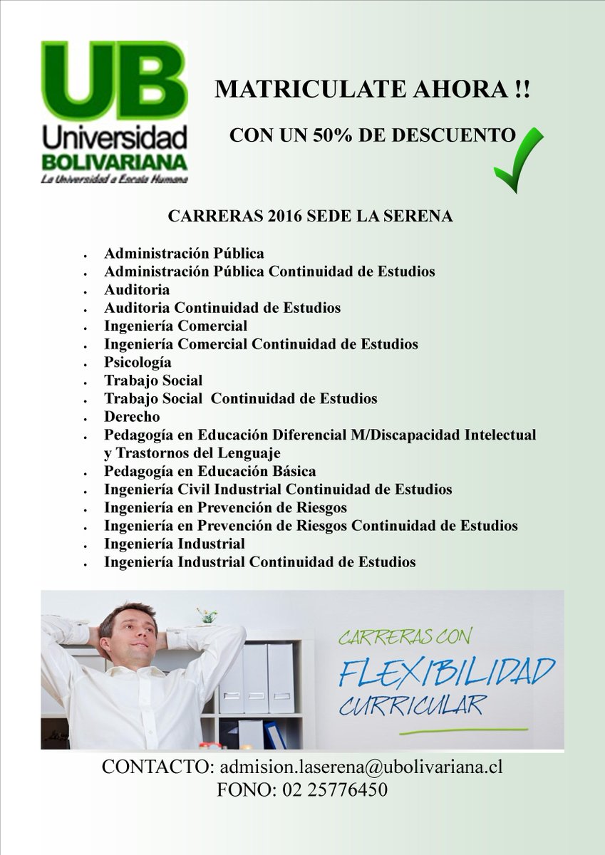 decision_vida's tweet photo. Conoce las carreras impartidas por @admisionu La Serena! #PSU #PostPSU #ChaoPSU #EducaciónSuperior #Admisión2016 https://t.co/gA9DoqT7qV