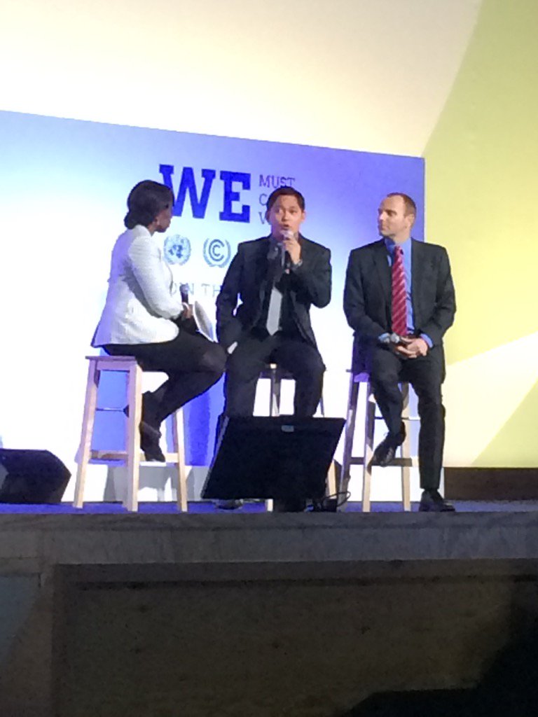 michaelknaute's tweet photo. Andre Krummacher and Mayor Gonzales on stage #ActionDay #COP21 @ACTED https://t.co/7tcgsnqdA6