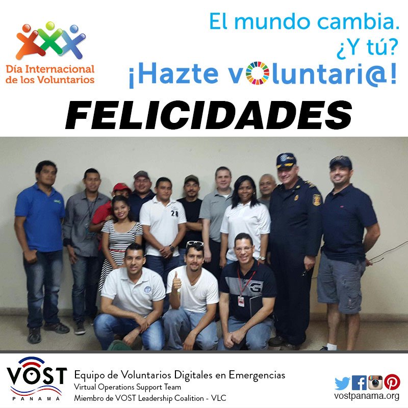 VOST1's tweet photo. RT @VOSTpanama: Feliz día internacional del #voluntario a nuestro equipo #vost #DIV2015 https://t.co/GKGkKOs7FE