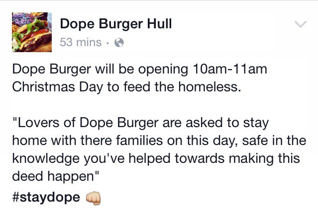 dopeburgerltd's tweet image. Christmas Day opening