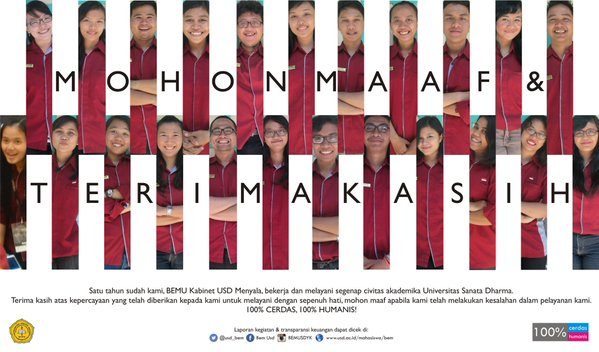 1 thn kami mengabdi. Trm ksh keprcyaan yg diberikan, mhn maaf atas keslhn yg dilakukan. 100% Cerdas 100% Humanis!