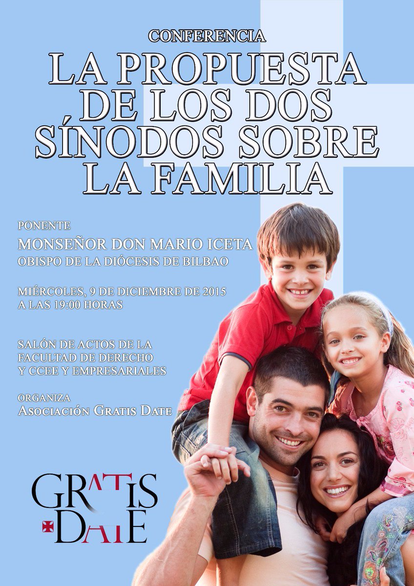 AGratisDate's tweet photo. El miercoles, 9 de dic, conferencia de Mario Iceta, Obispo de Bilbao, en Salon de Actos de Fac. de Derecho a las 19h https://t.co/DN0IqlHSY6