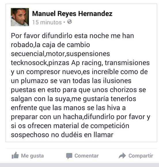 Ayudemos a un grande de los rallyes,le habrán quitado todo lo material,pero la ilusión nunca se la han quitado...🚗💥💨