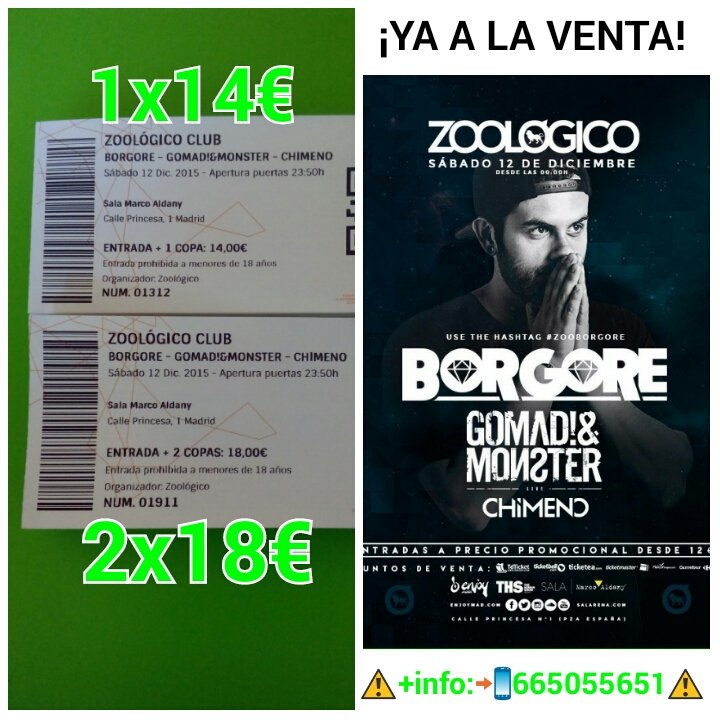 titan_cris's tweet photo. 12 Diciembre @Borgore @GOMADandMONSTER en #salamarcoaldany 
🔴1copa:14€/2copas:18€ 
#ZooBorgore 
⚠+info:📲665055651⚠ https://t.co/zUiGdELtx4