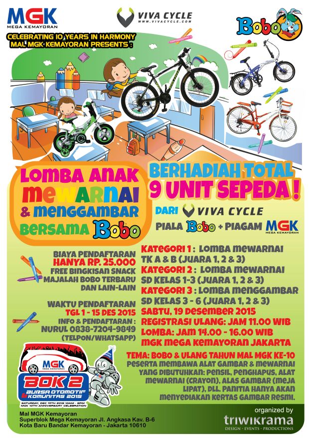 Lomba Mewarnai &amp; Menggambar Anak bersama BOBO hadiah 9 unit SEPEDA! #BOK2 <a href="/MGKOtozone/">MGK Otozone</a> <a href="/vivacycle/">vivacycle</a> <a href="/majalah_bobo/">majalah_bobo</a>