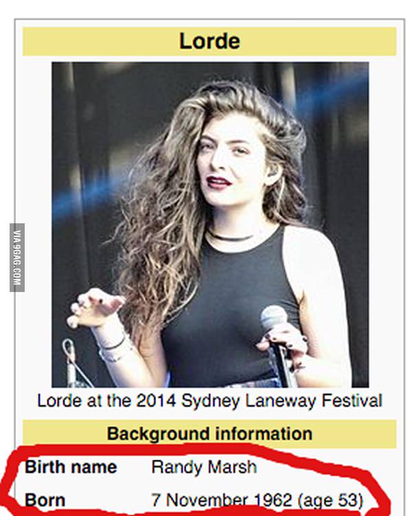 Gotta love when stuff like this happens on Wiki. Yayaya I am Lorde!
9gag.com/gag/aLByjQg?re…