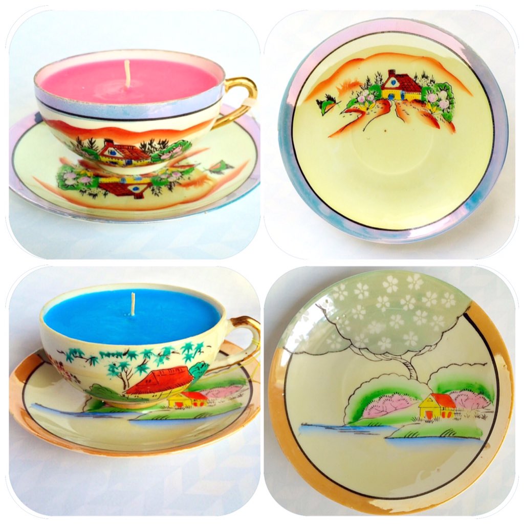 SOLD! Just sold these 2 Chinese, hand painted cups. Pink is bubblegum and blue is pineapple! #craft #Yorkshire #cute