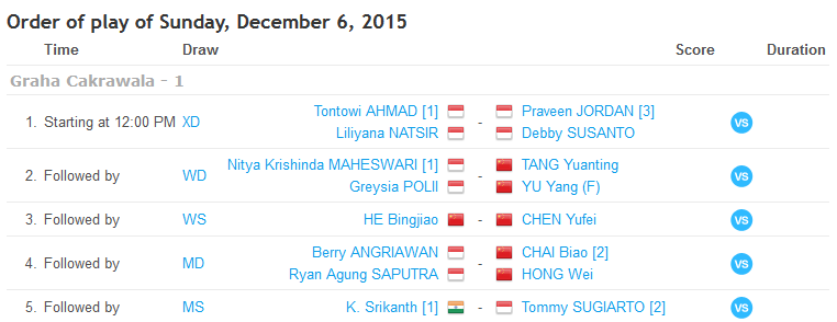 INABadminton's tweet photo. Berikut order of play babak final #IndonesiaGPG yang dimulai jam 12.00 WIB, live di @KompasTV https://t.co/p6GgdI67UO