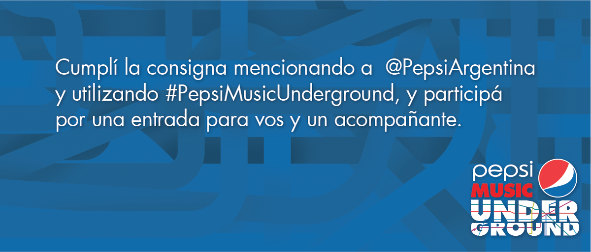 PepsiArgentina's tweet photo. ¿Qué estás dispuesto a hacer para ser parte del #PepsiMusicUnderground? La respuesta más divertida gana 2 entradas https://t.co/ziHXJbmEEG