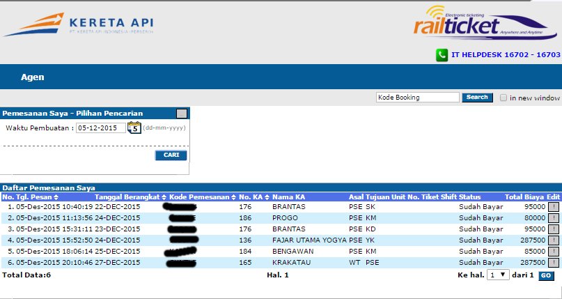 trims yg sdh mempercayakan pemesanan tiket natal/th baru, alhamdulilah selesai perburuan hari ini: 
<a href="/KAI121/">Kereta Api Indonesia</a>