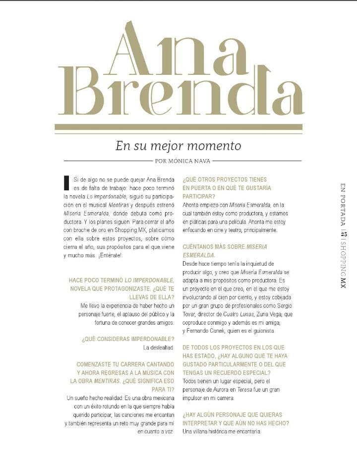 MisFavoritos64's tweet photo. @anabrendac en su mejor momento. Portada de #ShoppingMix edición de diciembre 2015. https://t.co/U39a1fPrQg