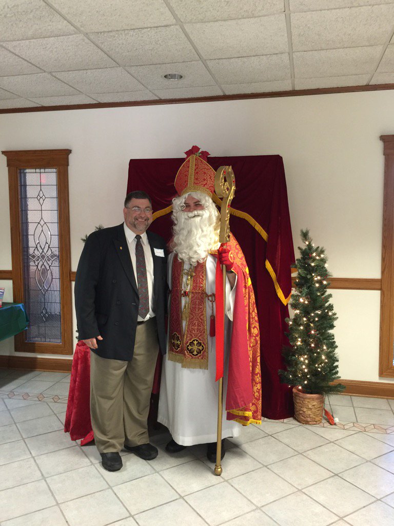 St. Nick greets Mike Wick at Marytown.